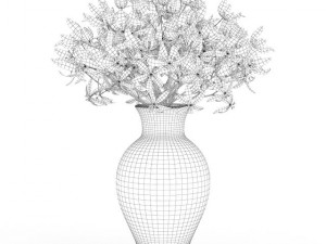 blue flowers in white vase Modello 3D