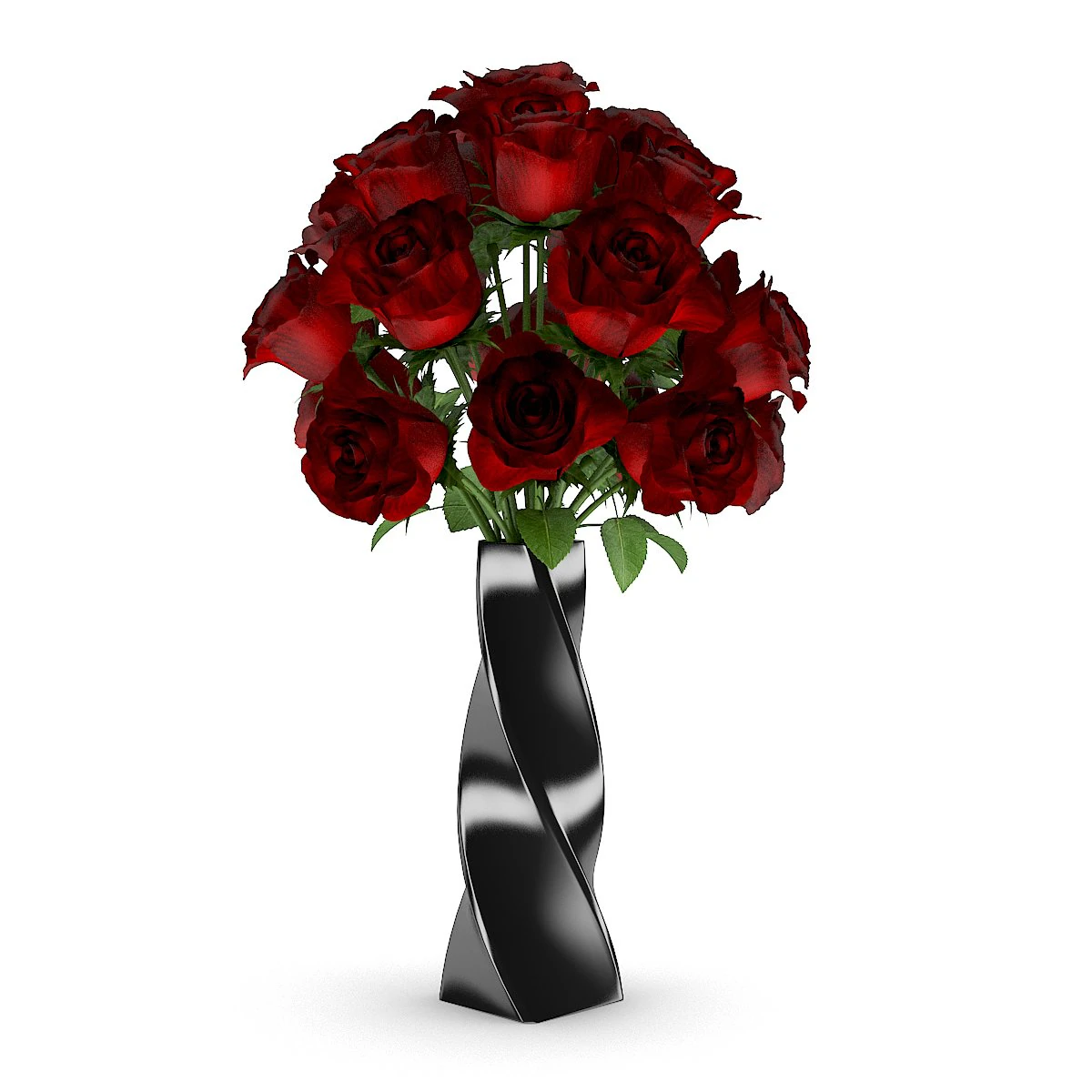 red roses in black vase 3D Model .c4d .max .obj .3ds .fbx .stl .blend