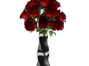 rode rozen in zwarte vaas 3D Model