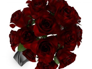 red roses in black vase Model 3D