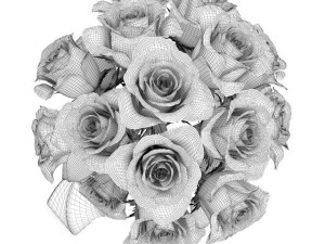 red roses in black vase Model 3D