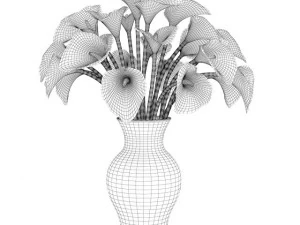 calla lilies in vase 3D Model