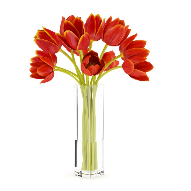 orange tulips in vase 3D 모델 .c4d .max .obj .3ds .fbx .stl .blend 
