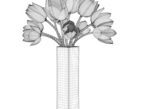 orange tulips in vase 3D 모델