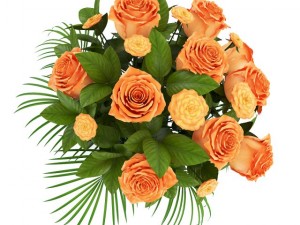 orange roses in white vase 3D Model
