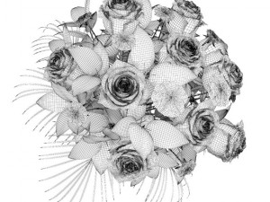 orange roses in white vase 3D Model