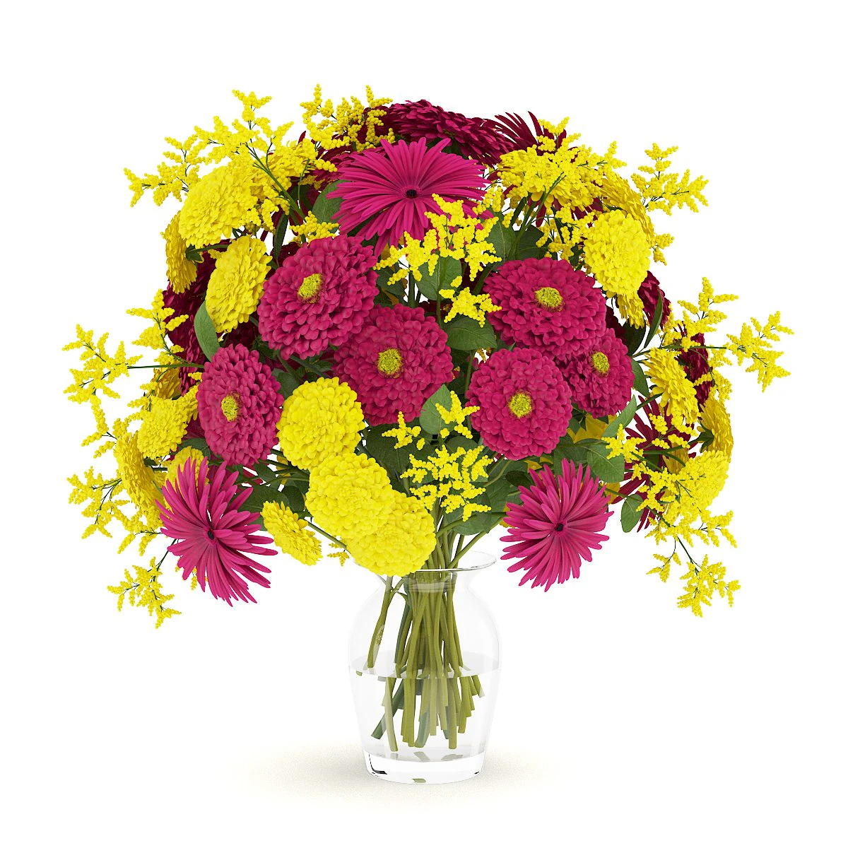 flower bouquet in vase 3D Model .c4d .max .obj .3ds .fbx .stl .blend 