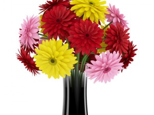threecolor flowers in black vase 3Dモデル