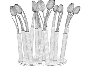 tulips in modern pot 3D Model