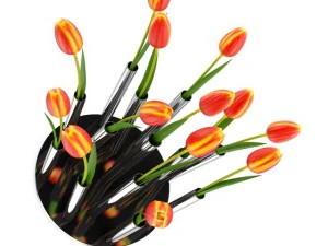 tulips in modern pot 3D Model