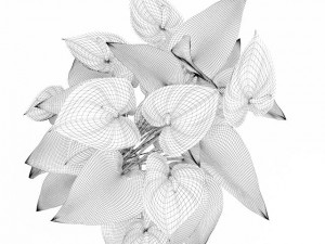 red flower in white pot 3D Model