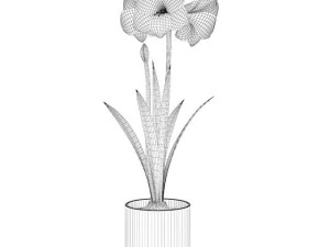 red flower in chrome pot 3D Model