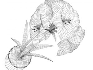 red flower in chrome pot Modelo 3D