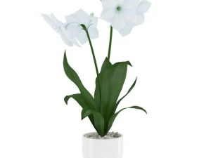 flor roja en maceta cromada Modelo 3D