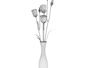 eustoma flowers in vase 3D Model