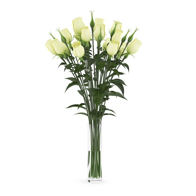 yellow eustoma in vase 3D Модель .c4d .max .obj .3ds .fbx .stl .blend 