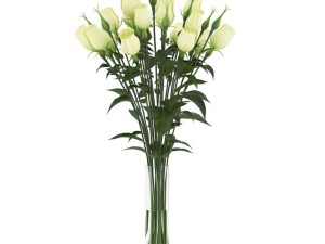 yellow eustoma in vase 3Dモデル