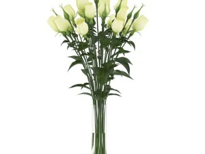 꽃병에 노란색 유스토마 3D 모델