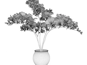redyellow flowers in pot 3D Model