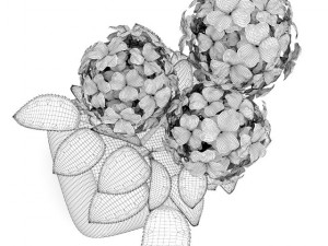 blue flower in stone pot 3D 模型