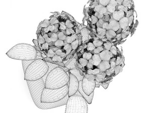 blue flower in stone pot 3D Model