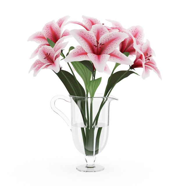 pink lilies in vase 3D-Modell .c4d .max .obj .3ds .fbx .stl .blend 