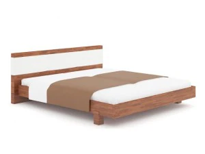 wooden bed with brown cover 3D Model