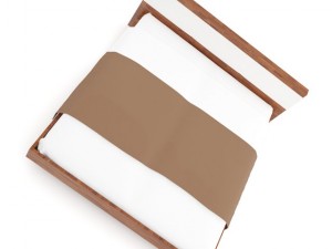wooden bed with brown cover 3D मॉडल