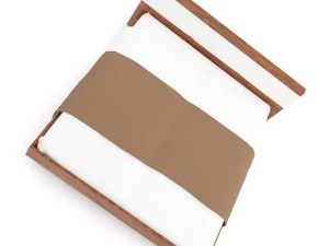 wooden bed with brown cover 3D Model