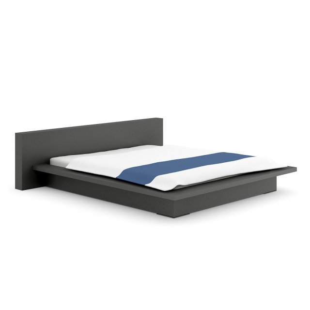 grey bed with whiteblue cover 3D Model .c4d .max .obj .3ds .fbx .stl .blend 