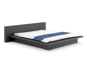 grey bed with whiteblue cover 3D Model