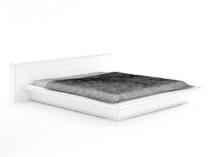 grey bed with whiteblue cover 3D Model