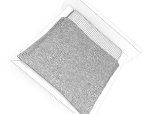 grey bed with whiteblue cover 3D Model