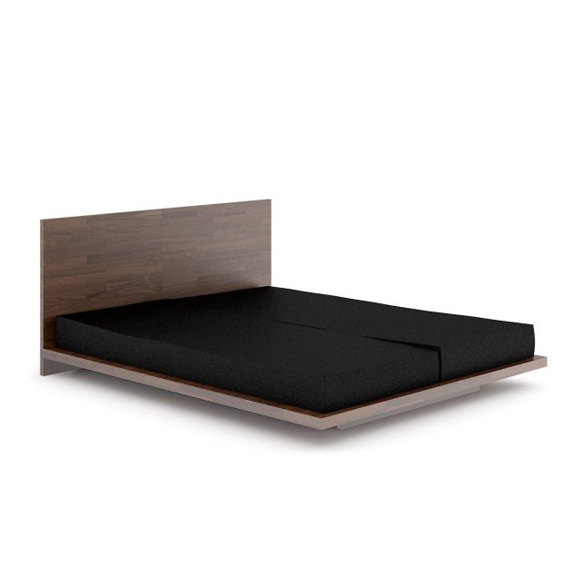 wooden bed with black mattress 3D 모델 .c4d .max .obj .3ds .fbx .stl .blend 
