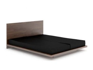 wooden bed with black mattress 3D Model