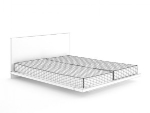 wooden bed with black mattress 3D 모델