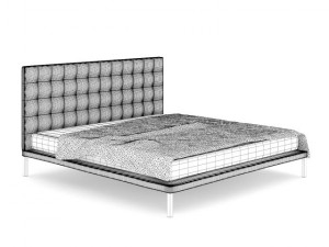grey leather bed 3D Модель