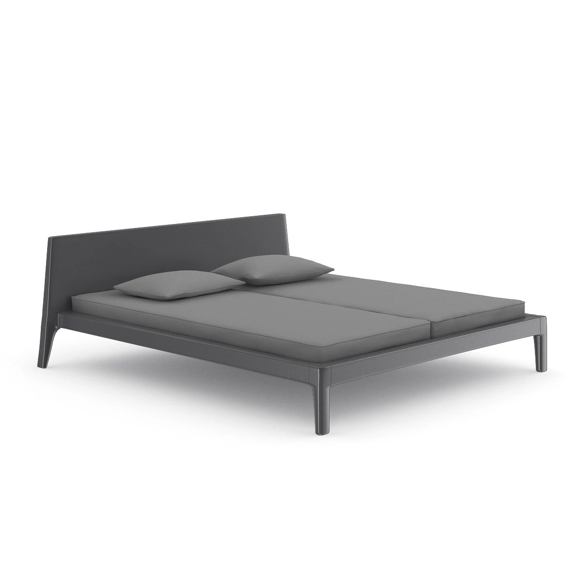 grey modern bed with pillows 3D Model .c4d .max .obj .3ds .fbx .stl .blend