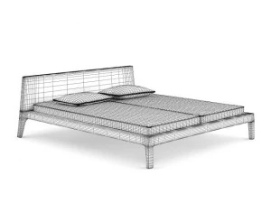 grey modern bed with pillows 3D Model