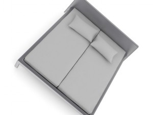 grey modern bed with pillows 3D 모델