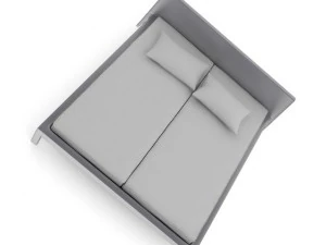grey modern bed with pillows 3D Model