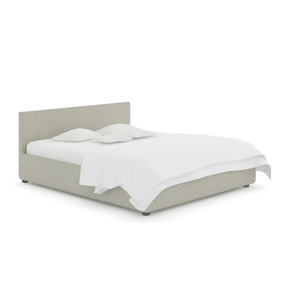 grey fabric bed with pillows 3D Model .c4d .max .obj .3ds .fbx .stl .blend 