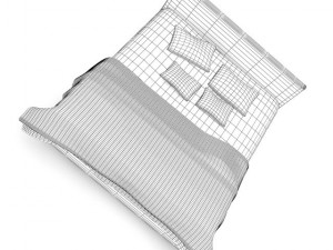 grey fabric bed with pillows 3D Model
