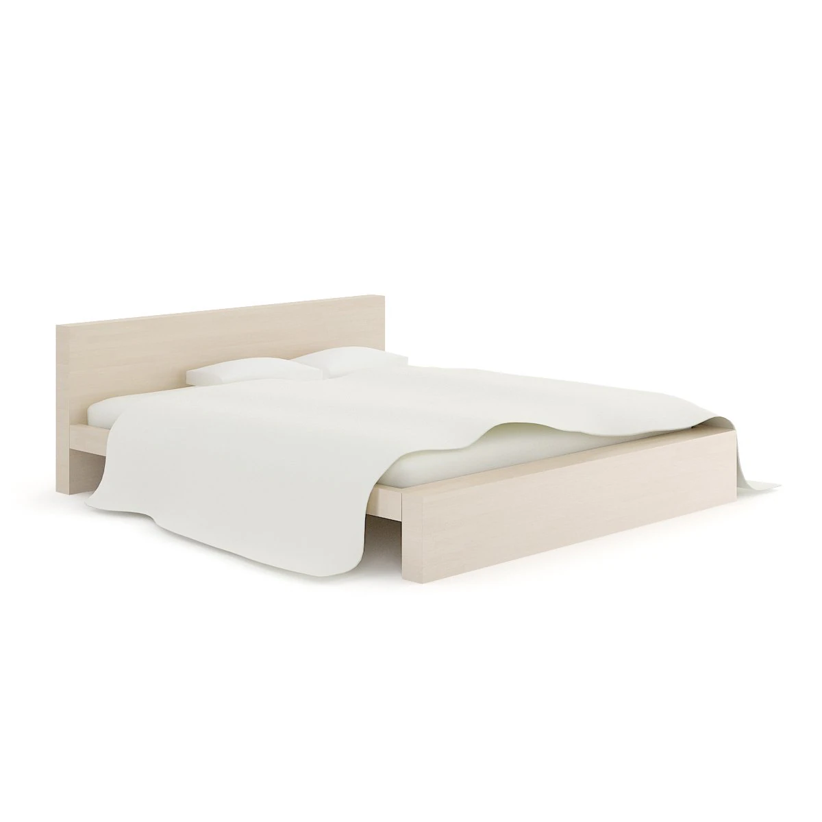 light wooden bed with pillows 3D Model .c4d .max .obj .3ds .fbx .stl .blend 