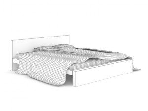 light wooden bed with pillows Modelo 3D