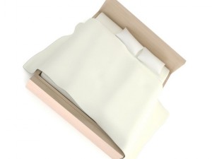 light wooden bed with pillows Modelo 3D