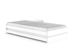 single wooden bed 3D Model