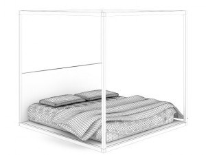 fourposter black bed 3D 모델