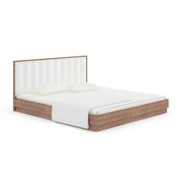 wooden bed with white pillows Modelo 3D .c4d .max .obj .3ds .fbx .stl .blend 