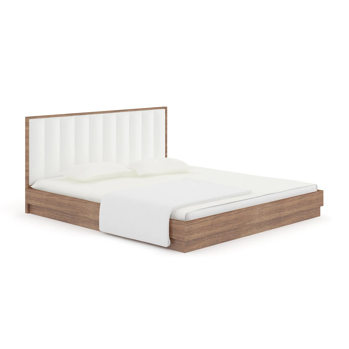 wooden bed with white pillows 3D Model .c4d .max .obj .3ds .fbx .stl .blend